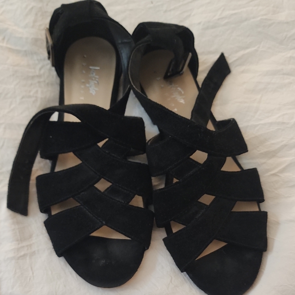 Lord & Taylor Black Strappy Suede Sandals